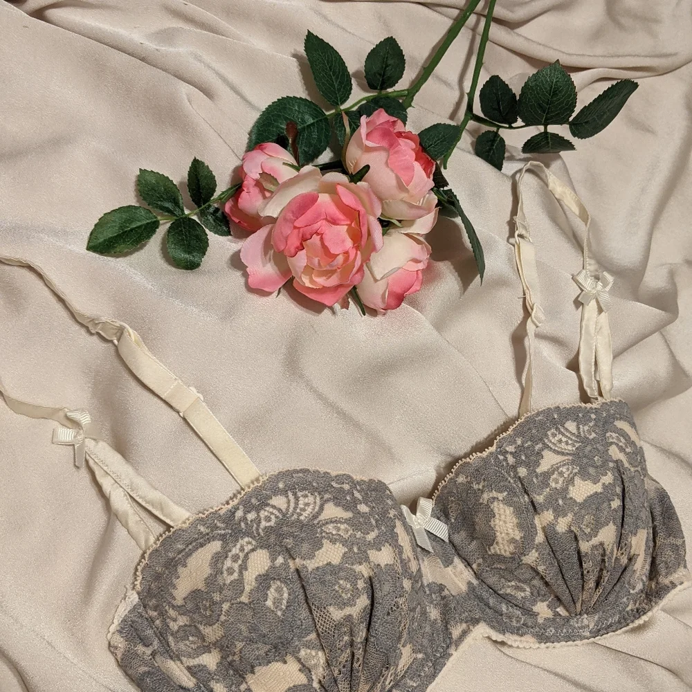 32C Mimi Holiday grey lace and silk bra - Picture 2 of 2